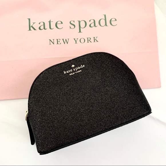 SOLD ‼️ NWT Kate Spade glitter cosmetics bag black - Picture 2 of 6
